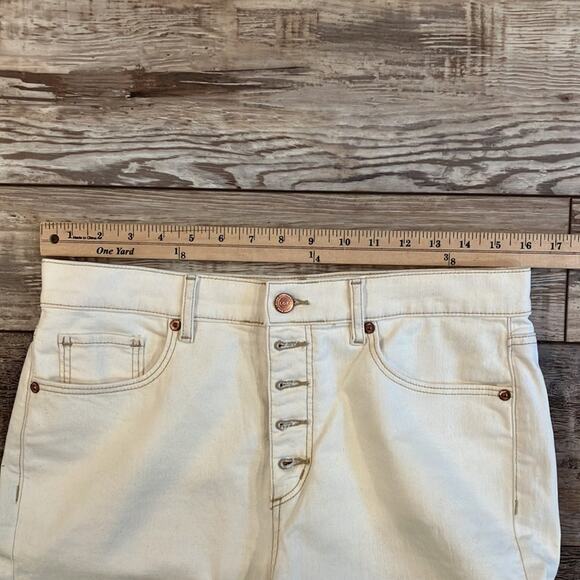NWOT LOFT Off White High Rise Button Fly Skinny Leg Jeans Size 10 - Picture 6 of 10